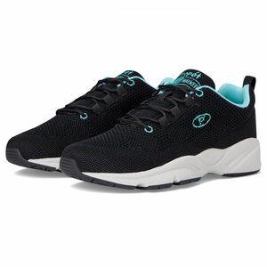 Propet Stability Fly Sneaker Black Aqua Walking Shoe Women Narrow 12 NEW